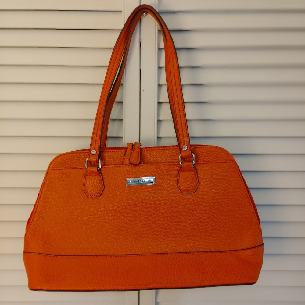 Kenneth Cole Bright Orange Structured Shoulder Tote